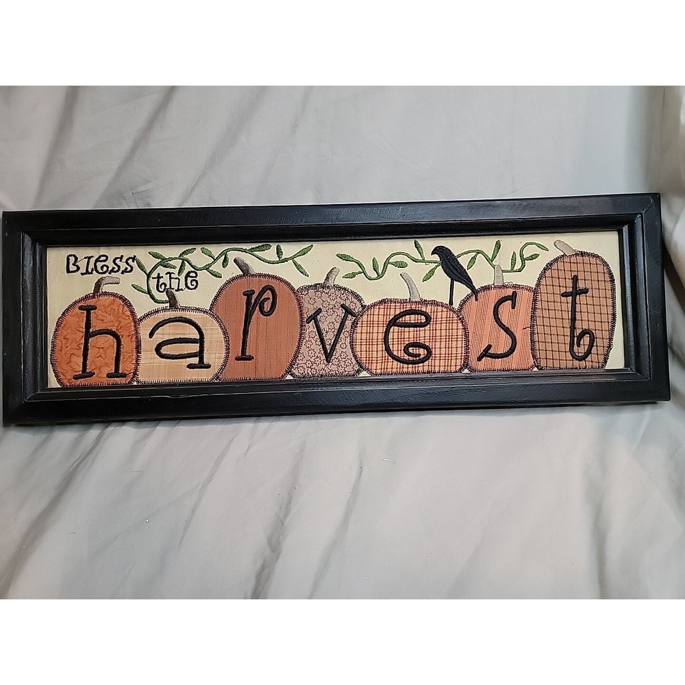 Bless The Harvest Country Kitchen Wall Art Pumpkins & Crow 18 1/2" X 6"